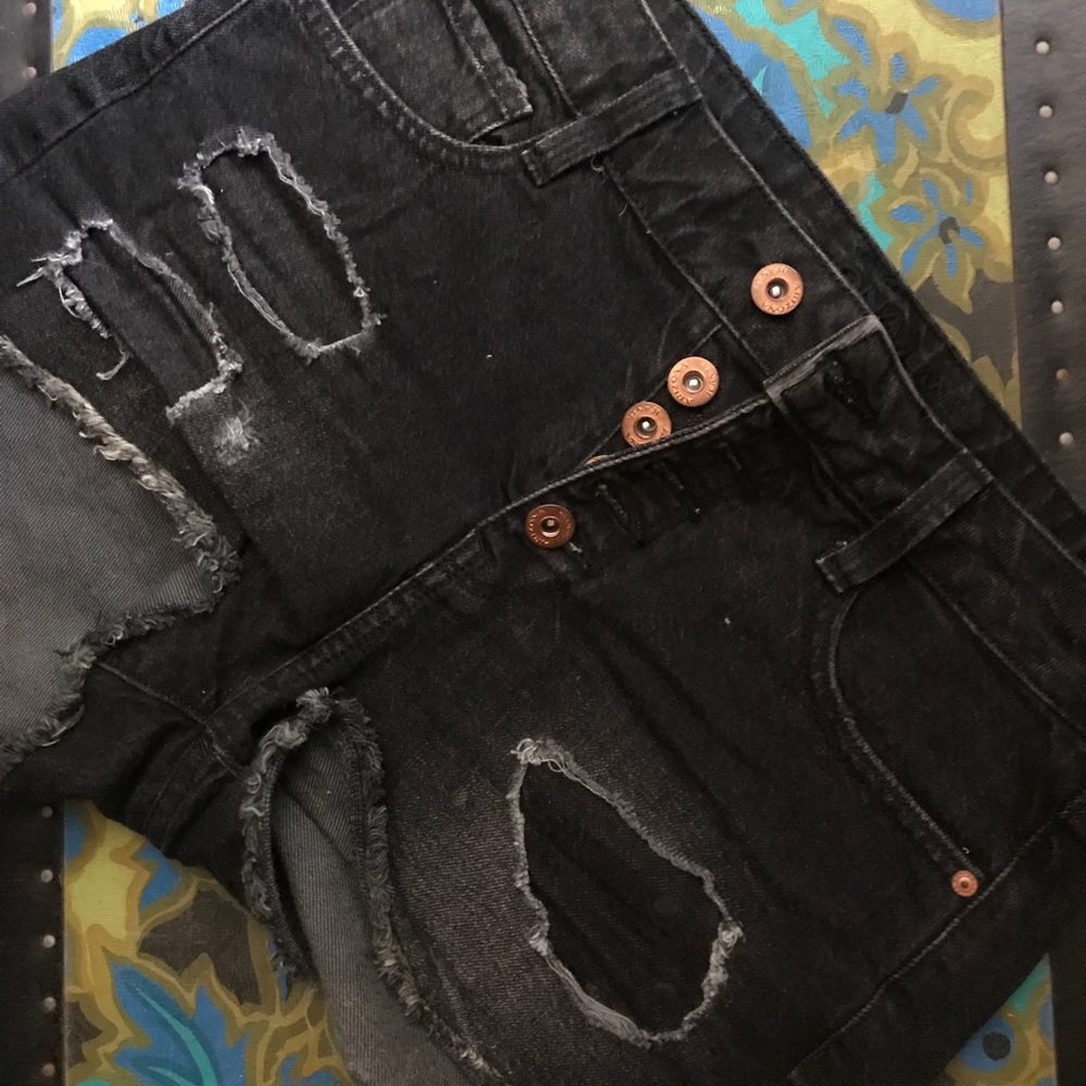Mini high waisted moto shorts